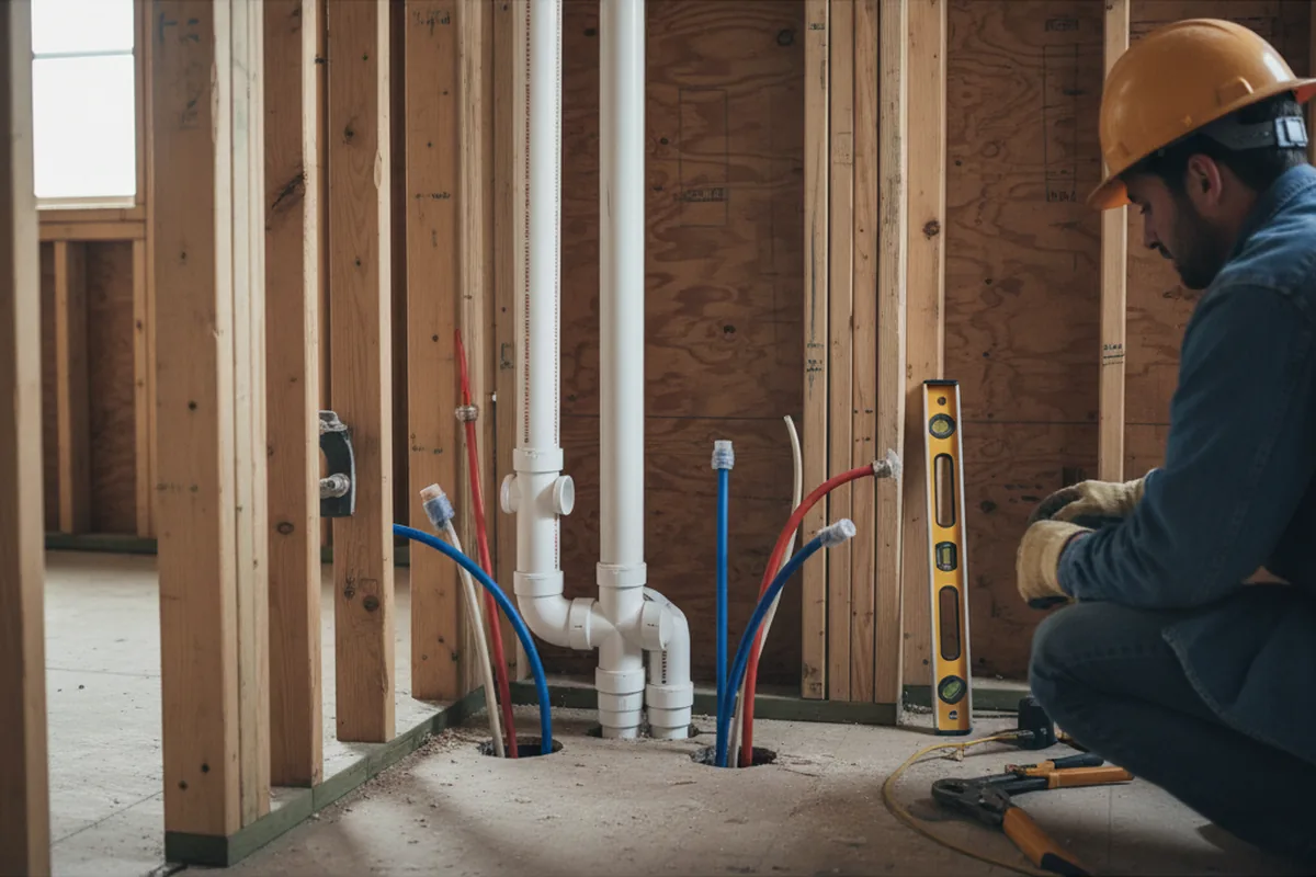 Drain and supply rough-in during Drain Cleaning in Osseo