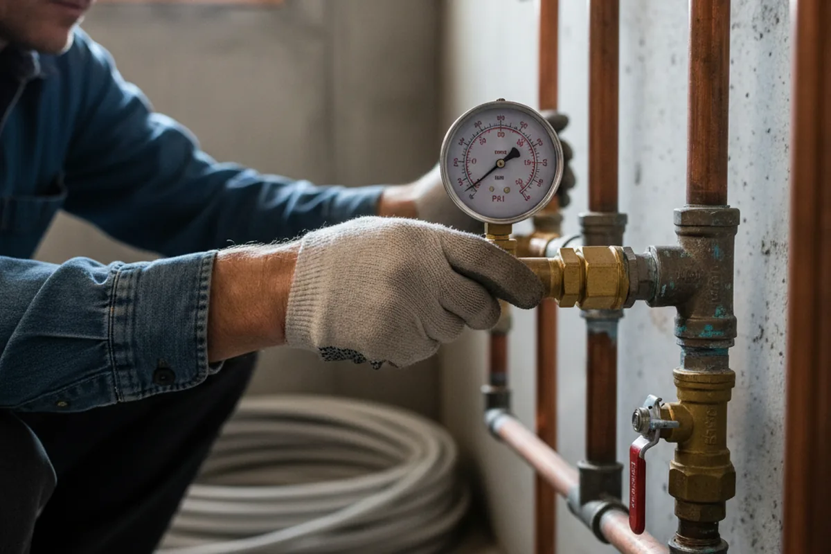 Pressure testing a repaired line during Water Line Repair in Osseo